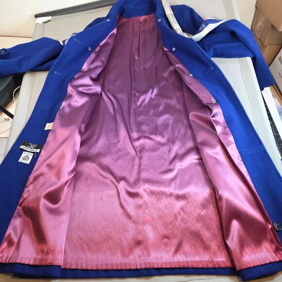 Vintage 80s Jacob-Crowley Wool Overcoat Blue Long Peacoat Made in Canada - Picture 7 of 16